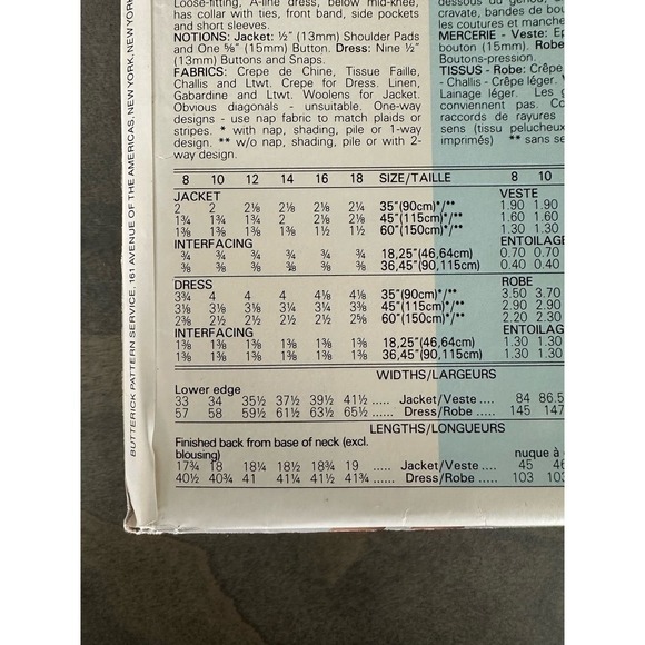 See and Sew Vintage Uncut Misses Jacket and Dress Size 14/16/18 Pattern No 5268 - Picture 4 of 7